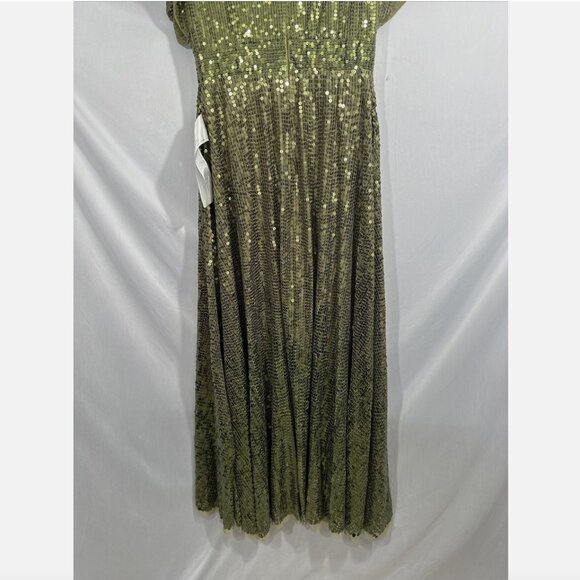 NWT $598 Mac Duggal [ 8 ] Sequined Butterfly Sleeve Wrap Over A Line‎ Gown #Q699 - Picture 15 of 15